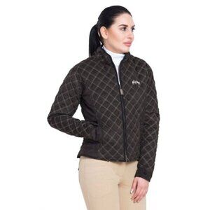 Equine Couture Natasha Black Micro Suede Quilted Stable Riding Jacket Sz XL